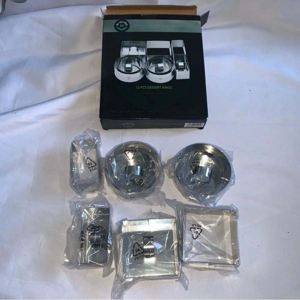 Newline NY 12 PCS Stainless Steel Dessert Rings Cake Cutters Unused